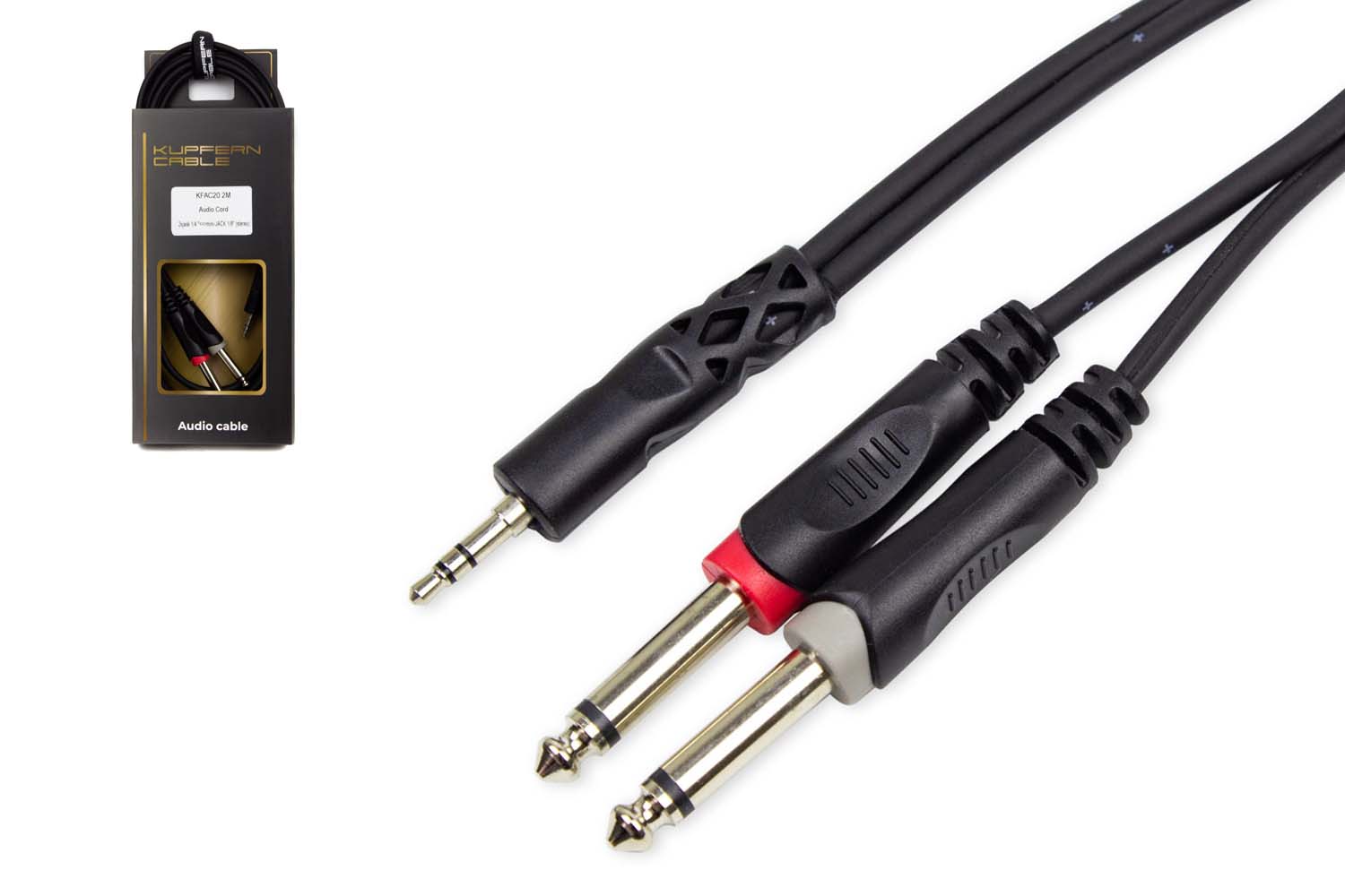 Y-кабель KUPFERN KFAC20 2M - Шнур аудио 2хJack 1/4 - mini Jack 1/8 стерео - фото 1