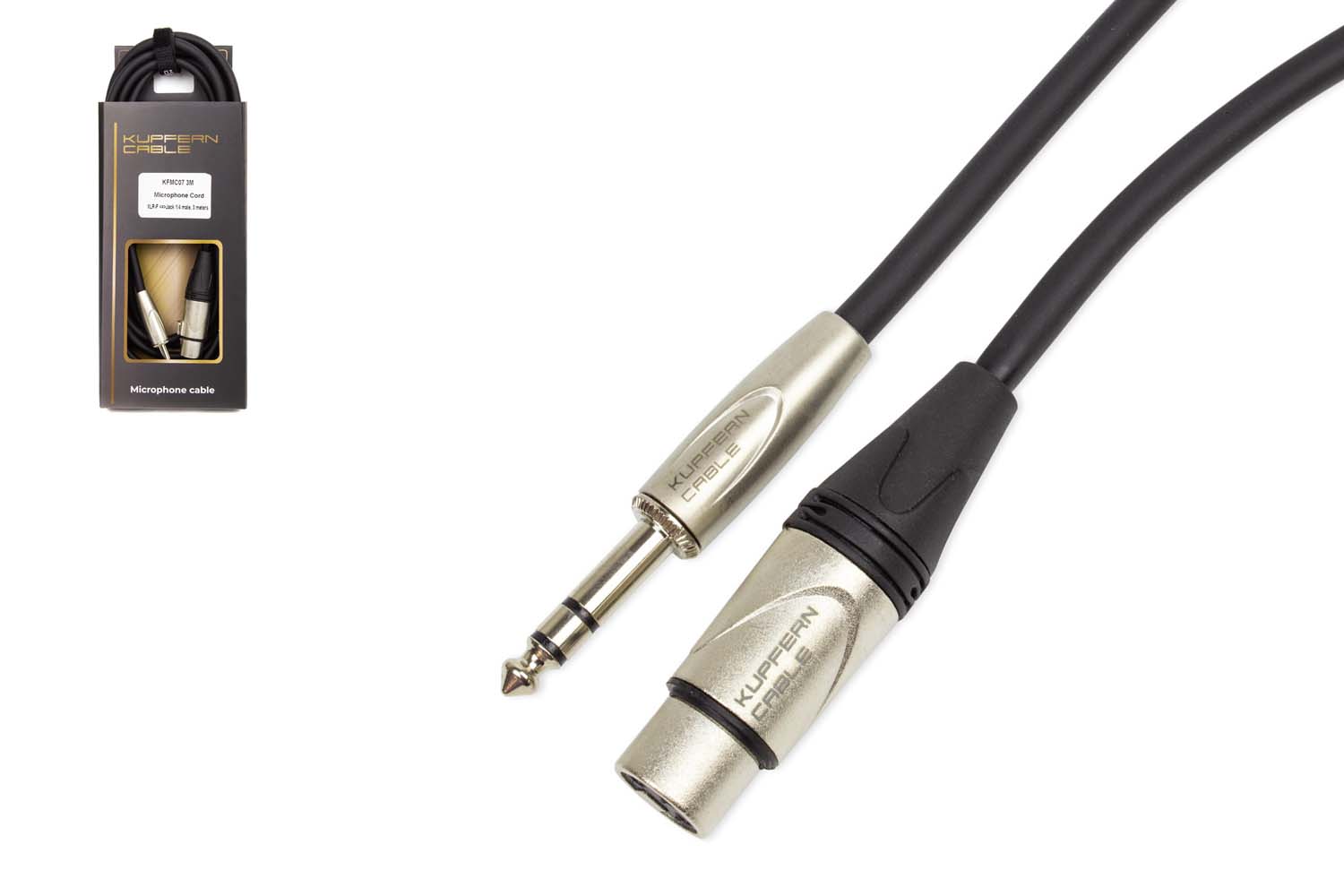 XLR-Jack микрофонный кабель KUPFERN KFMC07 3M - Шнур микрофонный XLR-F - Jack 1/4 stereo male - фото 1