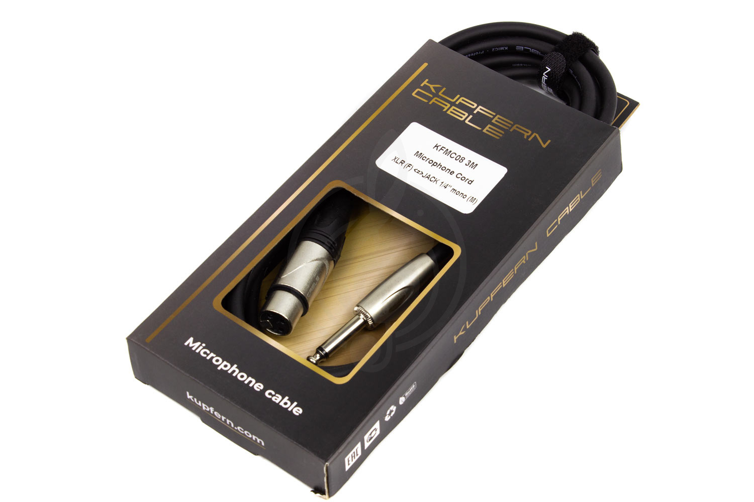 XLR-Jack микрофонный кабель KUPFERN KFMC08 3M - Шнур микрофонный XLR мама -  Jack 1/4 mono папа - фото 3
