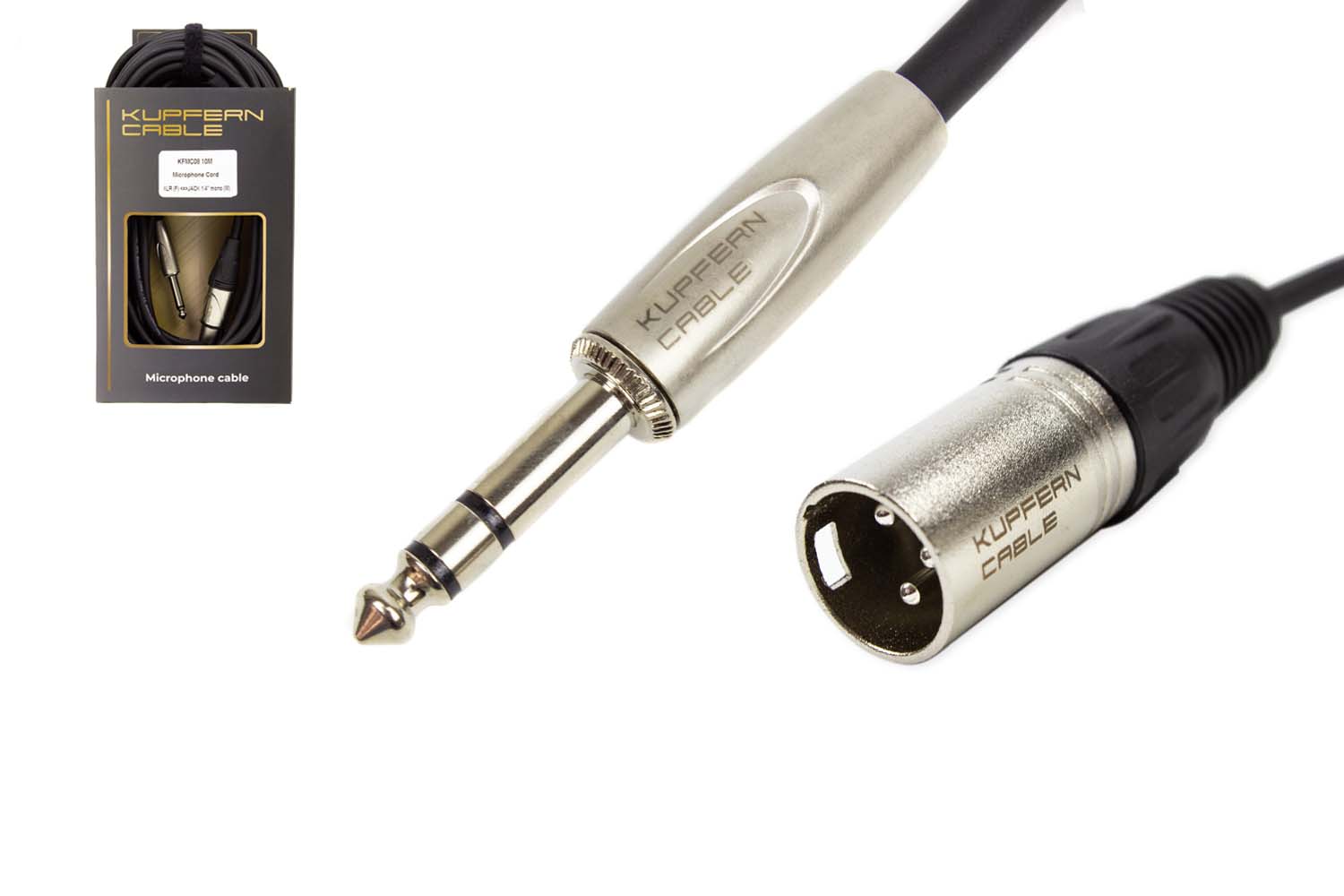 XLR-Jack микрофонный кабель KUPFERN KFMC09 10M - Шнур аудиобалансный Jack 1/4 stereo папа-XLR папа - фото 1