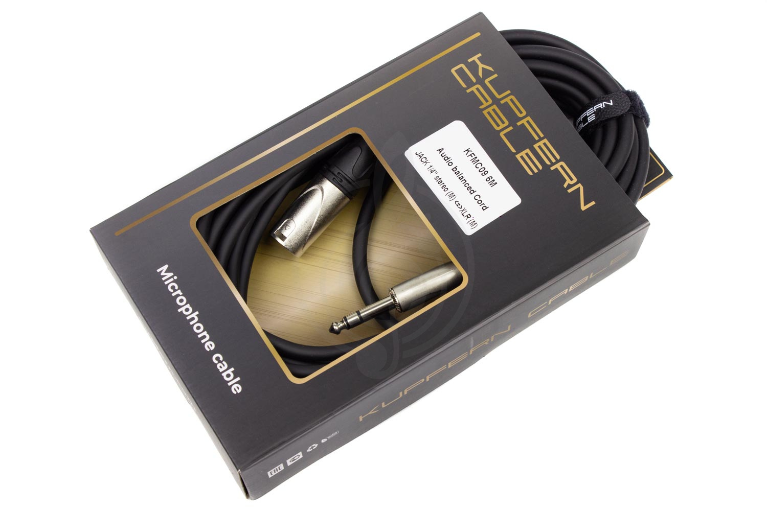 XLR-Jack микрофонный кабель KUPFERN KFMC09 6M - Шнур аудиобалансный Jack 1/4 stereo папа -XLR папа - фото 3