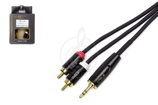 Y-кабель KUPFERN KFYC18 1M - Шнур аудио  2xRCA папа - mini Jack 1/8 стерео - фото 1