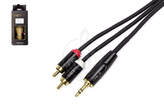 Y-кабель KUPFERN KFYC18 3M - Шнур аудио  2xRCA папа - mini Jack 1/8 стерео - фото 1